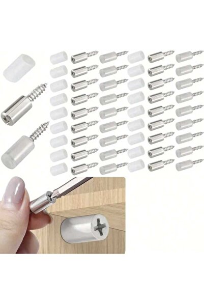 Fstyle 50 برغي دعم رف مجلفن بمسمار ذاتي الثقب ودعم خشبي مضاد للانزلاق، مثالية للأثاث الزجاجي سهل التركيب