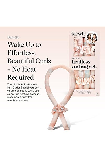 Kitsch Satin Heatless Curling Set - Hair Rollers for Heatless Curls (Sunset Tie Dye)