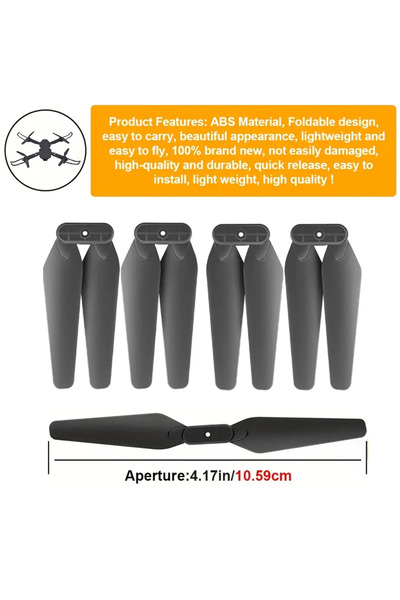 ABS 8 Spare Drone Blades (4 Double Blades) for E88, E99 and many other compatible drones