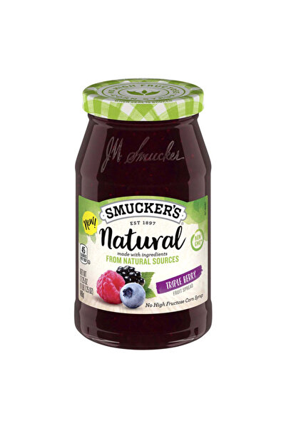 smuckers عبوة من 8 قطع من مربى فاكهة التوت الثلاثي الطبيعي من سموكرز (489 جرام)