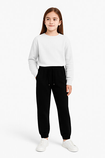 İkay Κοριτσίστικο Φούτερ με Άνετη Γραμμή και Ελαστικό Τελείωμα - Μαύρο