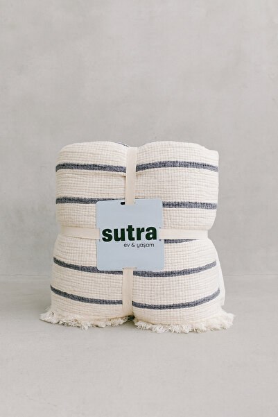 sutra غطاء سرير مزدوج من قماش الموسلين 100% قطن 8 طبقات - 250×280 سم