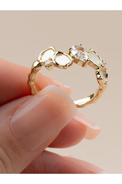 Portakal Esintisi خاتم ميليورا قابل للتعديل بتصميم خلية النحل المرصعة بالأحجار