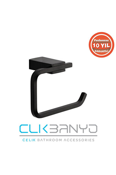 ÇELİK BANYO Stainless Brass Bathroom Accessory Titanic Open Toilet Roll Holder Black Ts10-007.4