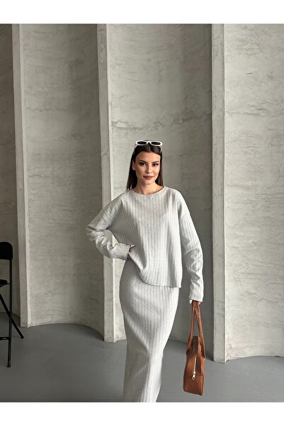 Rabi Shine Women's Cotton Circular Neck Skirt Suit