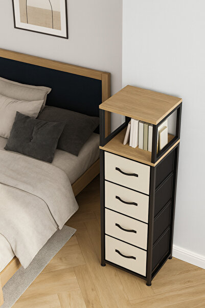 moniev 2 Raflı 4 Çekmeceli Şifonyer Deri Çekmeceli Şifonyer Yatak Odası Organizer Çok Amaçlı Düzenleyici