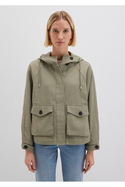 Mavi Oversized (Loose Fit) Khaki Jacket with a Hood.