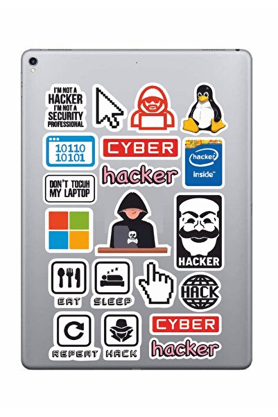 Hediyeni Al مجموعة ملصقات هاكر |   ملصق للكمبيوتر المحمول والدفتر والتابلت والهاتف ودفتر الملاحظات ومجلة البوليت