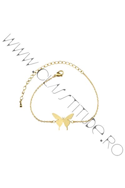 KESNUP Brățară din oțel inoxidabil pentru femei cu pandantiv fluture auriu