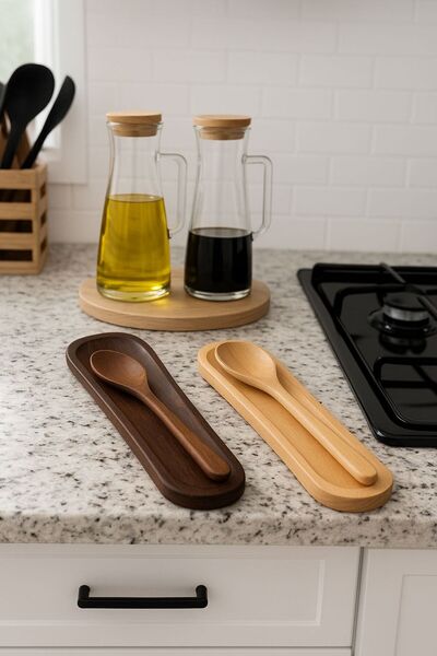 ahşaptandunyalar Ahşap Kirli Kaşık Altlığı