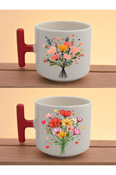 lili hediyelik كوب لاتيه مطبوع عليه باقة زهور - منتجات صندوق الهدايا، أدوات ص...