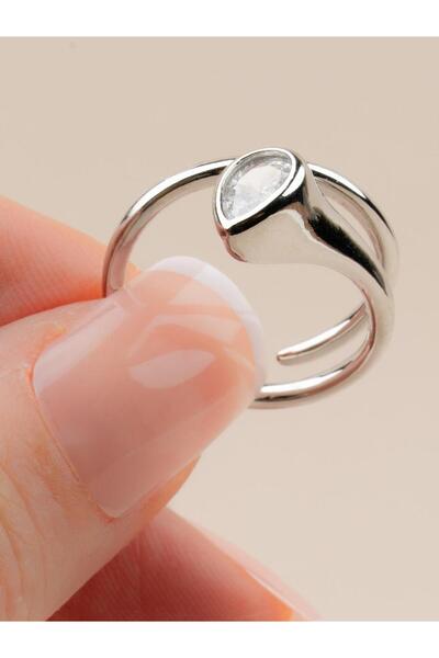 Portakal Esintisi خاتم كلاريون داملا قابل للتعديل مرصع بحجر الزركون