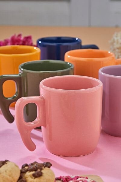 EMBazaar Kupana Classic 6-Piece Colorful Mug Set, Coffee, Tea, Espresso, Double, Turkish Coffee Mug Set, Cup Set