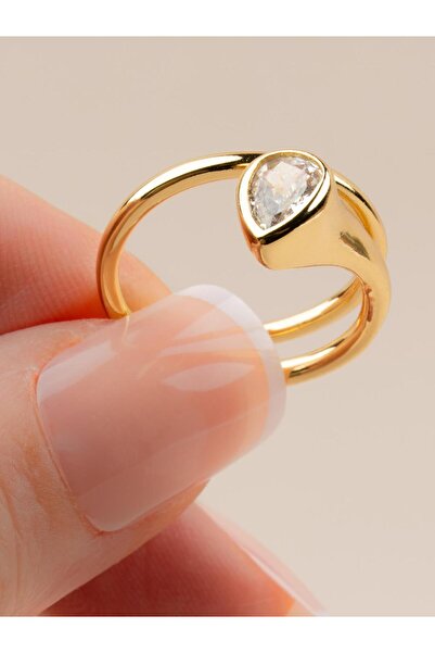 Portakal Esintisi خاتم كلاريون داملا قابل للتعديل مرصع بحجر الزركون