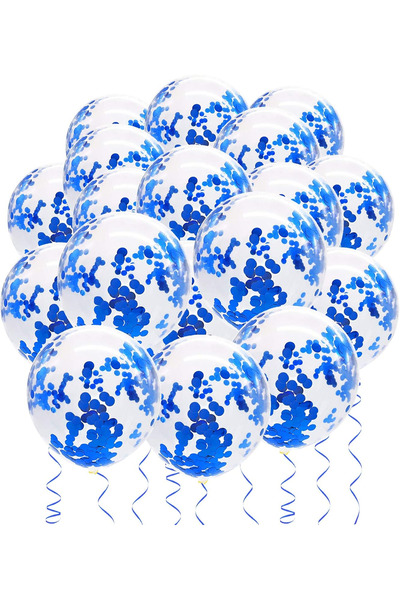 BALON DİYARI 10Pcs Blue Transparent Sequin Balloon Sets