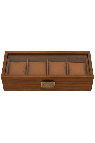 PUFO Elegant wooden box for storing and organizing 4 watches, Noble model, brown