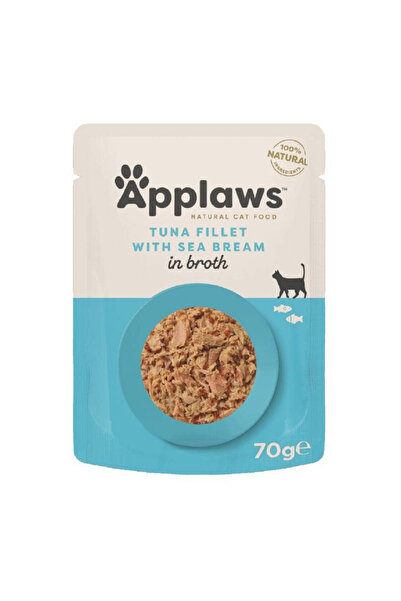 Applaws ابلاوز طعام للقطط البالغة رطب تونة مع سمك الدنييس مع الارز 70غ