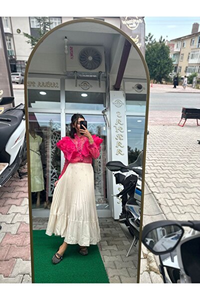 İthal KREM RENGİ TAŞLI ETEK