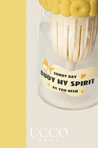 UCCO 550ml Spirit Desenli Pipetli Cam Detox Matara Bardak - Süt, Su, Meşrubat, Limonata Sunum Bardağı