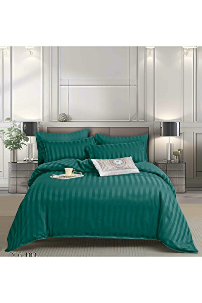 FIONNA.RO Lenjerie Din Damasc Satinat Cu Elastic 6 Piese - Verde Smarald