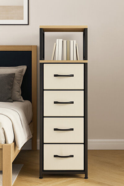 moniev 2 Raflı 4 Çekmeceli Şifonyer Deri Çekmeceli Şifonyer Yatak Odası Organizer Çok Amaçlı Düzenleyici