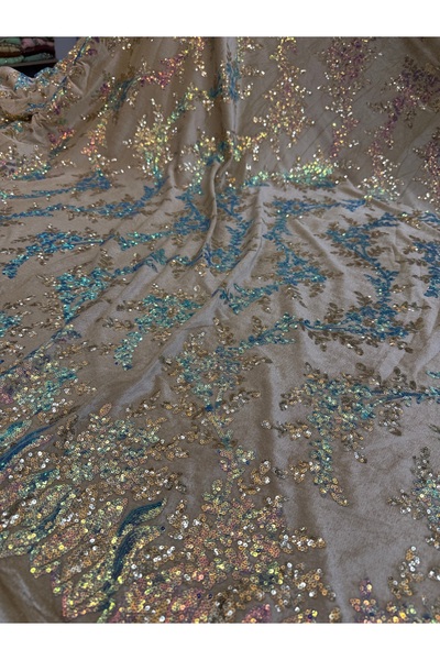 OsmanKumaşDantel Sequin Embroidered Velvet