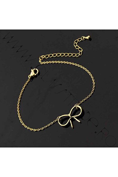 KESNUP Brățară cu fundă din oțel placat cu aur de 24K, în stil Pandora