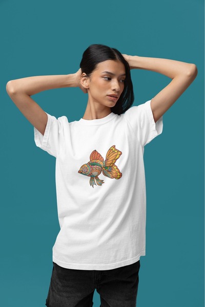 ArtYus Girls/Women Colorful Fish Transfer Printed Round Neck Short Sleeve T-S...