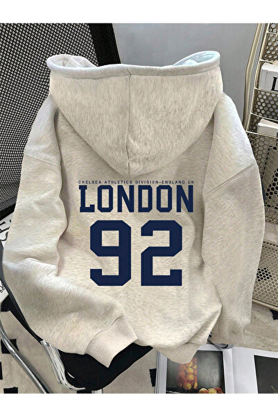 LAMASTRE LONDON 92 Hanorac cu glugă tricou - GRI cu imprimeu, decolteu tip cr...