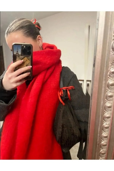 awix Premium Soft Stylish Boucle Scarf Red