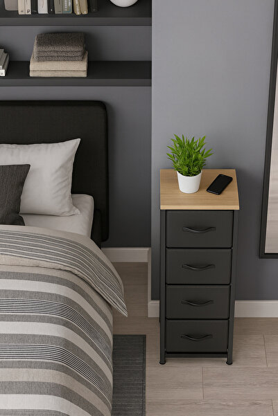 moniev 4 Çekmeceli Şifonyer Yatak Odası Düzenleyici Çocuk 0dası Organizer Deri Çekmeceli Oyuncak Dolabı