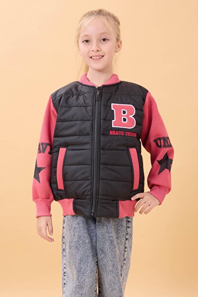 Perendi Детско яке с плюшена подплата и капитониран дизайн – черно