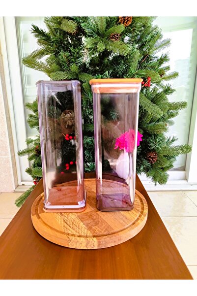 Madame Coco Kavera 2-Piece Wooden Lid Storage Container Smoked Color - 2100 ml