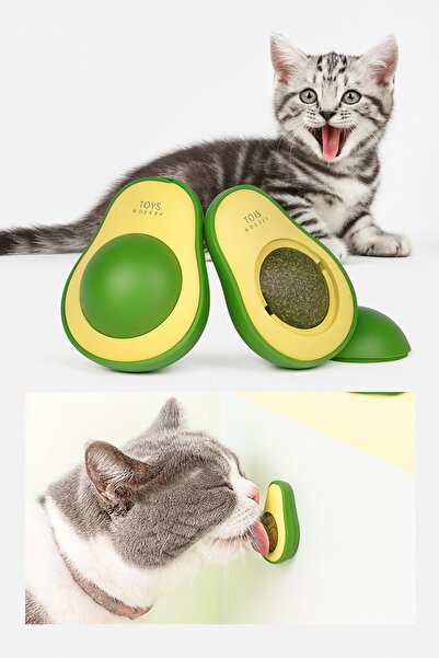 obrigado Cute Adhesive Cat Grass Avocado Catnip 360 Degree Rotating Catnip Toy Play Ball 1Pc