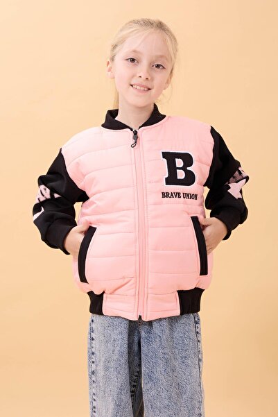 Perendi Girl's Plush Quilted College Jacket – Yavruağzı