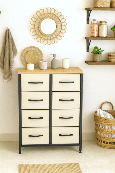 moniev 8 Çekmeceli Banyo Düzenleyici Deri Çekmeceli Banyo Organizer Çok Amaçl...