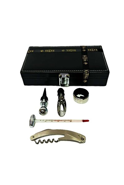 velve Caseta eleganta din piele ecologica cu 5 accesorii pentru sticla de vin...