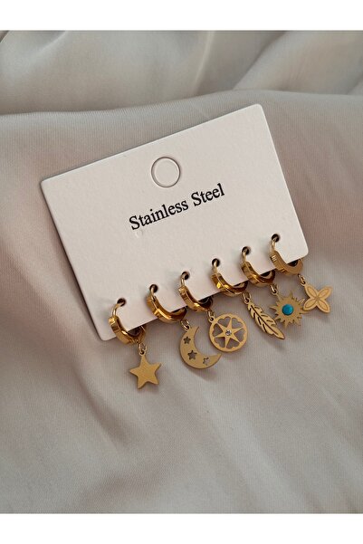 HERCY Set of 6 Steel Earrings |   Stainless Steel Earring Set