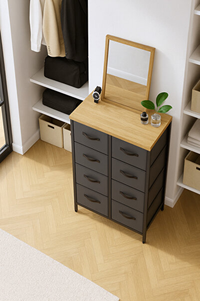 moniev 8 Çekmeceli Şifonyer Yatak Odası Organizer Deri Çekmeceli Çocuk Odası Düzenleyici