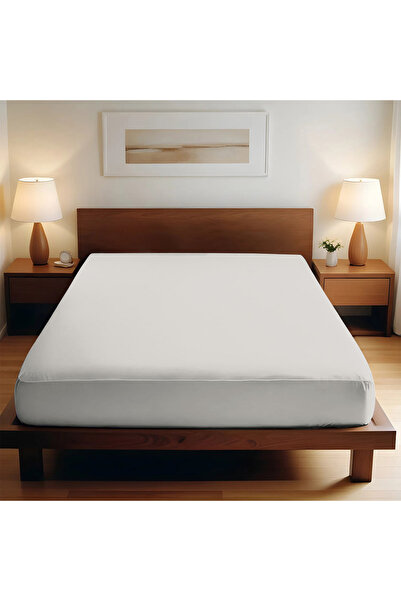 TEOHOMELİNENS 190 Gsm, 95% Cotton 5% Elastane Single Jersey Fitted Sheet Single Size 90-100X200 cm - Gray