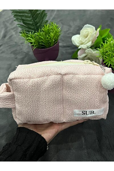 Sublime Butik Блестяща бонбонено розова пухкава мека козметична чанта-органай...