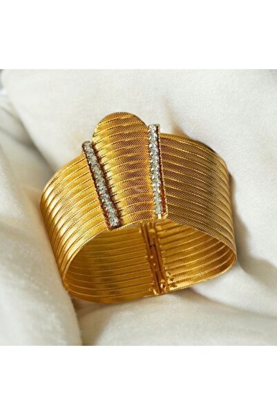 CASELN 22 Ayar Kaplama Trabzon Hasırı Kelepçe Bileklik