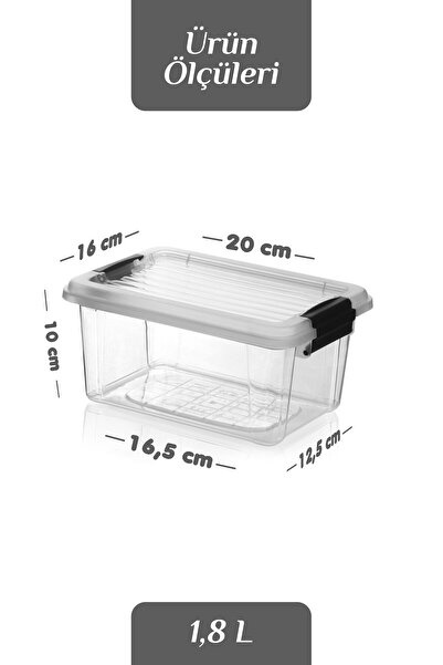 MOİ Set of 4 1800 ml Food Storage Containers with Locking Lids Freezer Refrigerator Organizer Storage Box Transparent