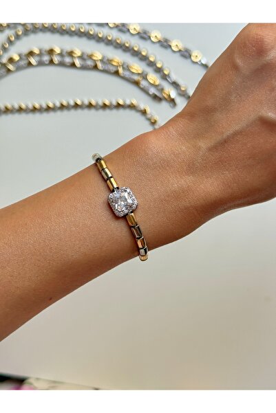 YOUES JEWELRY سلسلة MIX LUX سوار ذهبي فضي اللون لا يبهت لونه، نموذج مجوهرات للنساء، سوار واحد