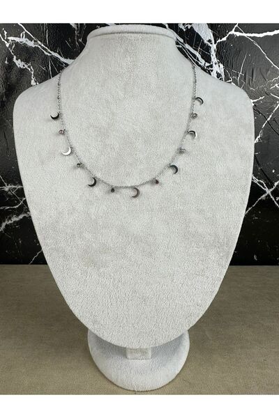 Mutenaura Moon Charm Stone Steel Necklace