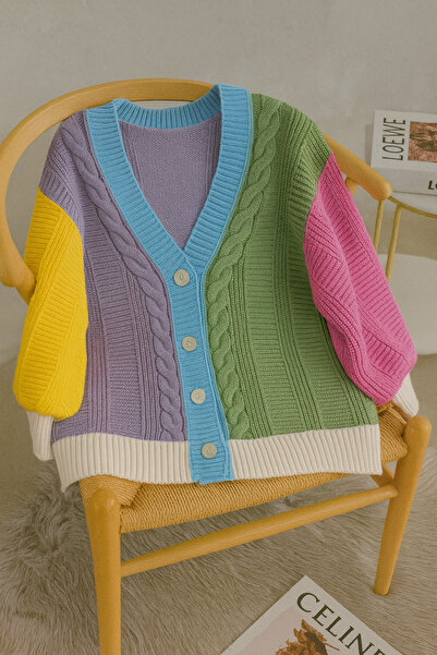 FEMELLE Multi-Colored Casual Oversize Knitted Sweater Cardigan - Standard Size