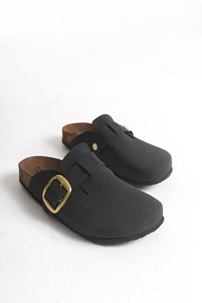 EFW Kadın Mantar Taban Kışlık Önü Kapalı Sabo Günlük Rahat Siyah Ev Terliği 1 Beden Büyük Tercih Ediniz.