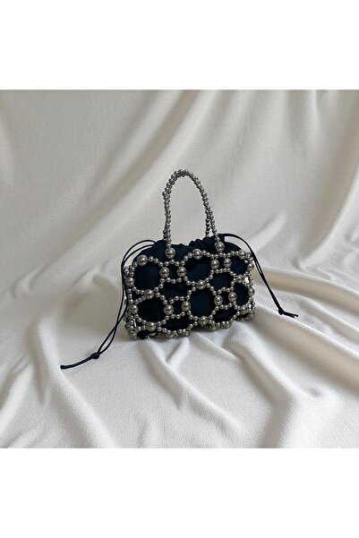 rofo Metal İnci Boncuklu Özel Tasarım Kadın El Çantası