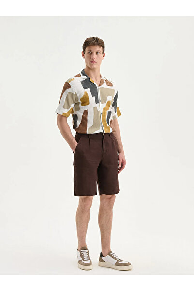 LC Waikiki Lcw Visionmürdüm Standard Fit 100% Linen Men's Shorts