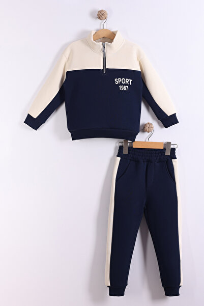 Mixima 4-12 років Напівзастібка 3 нитки Шардонова тканина Комплект верхнього та нижнього одягу | Зимовий дитячий спортивний костюм